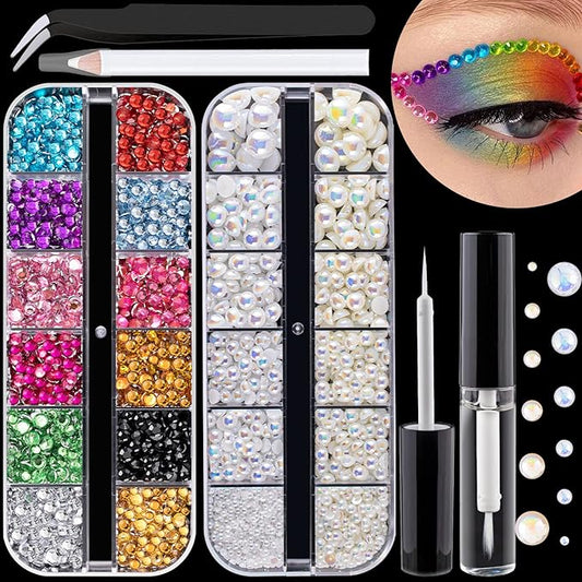 Flat Back Rhinestone+Half Round Pearl Kits