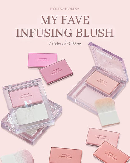 HOLIKA HOLIKA Infusing Blush with Brush - Lightweight,