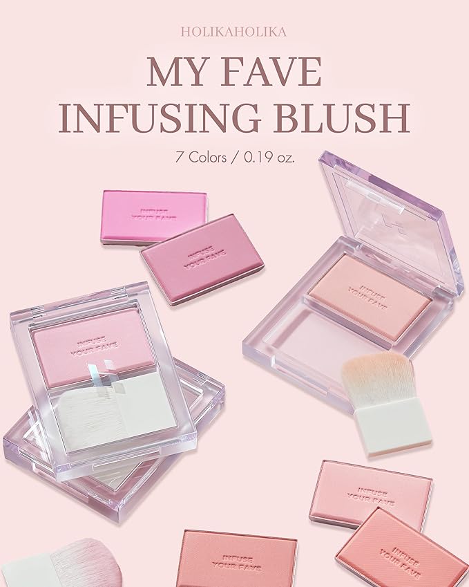 HOLIKA HOLIKA Infusing Blush with Brush - Lightweight,