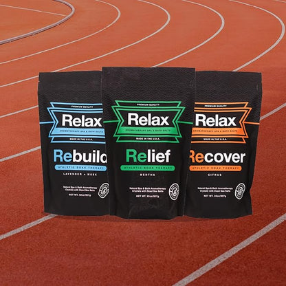 Relax Spa & Bath, Epsom & Dead Sea Salts, Aromatherapy Bath Salts for Hot Tub, Bath, or Spa, Infused with Magnesium, 3 Pack, Athletic Soak Therapy