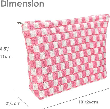 Pazimiik knitted checkered makeup bag