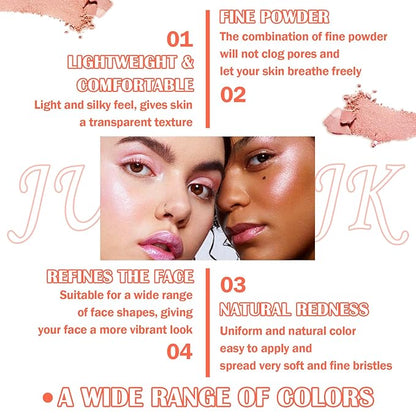 8 Colors Blush Palette,Shimmer Silky Matte Blush Powder