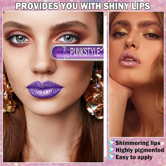 3 PCS Glitter Liquid Lipstick Set Red Pink Glitter