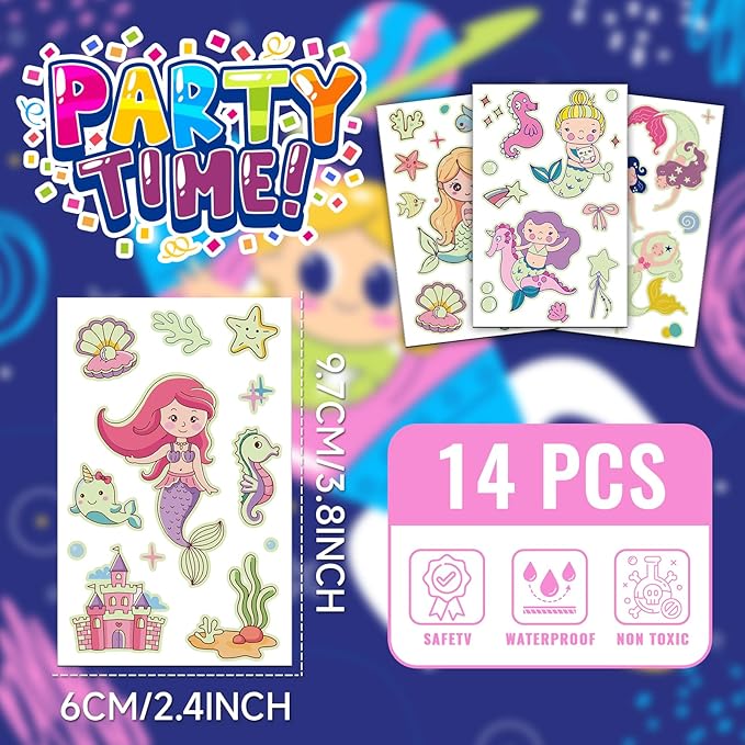 140+ Styles Luminous Kids Tattoos, Temporary Tattoo Stickers Games (Mermaid)