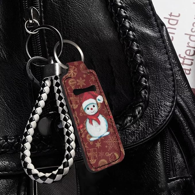 Chapstick Holder Keychain Christmas Cute Snowman Balm