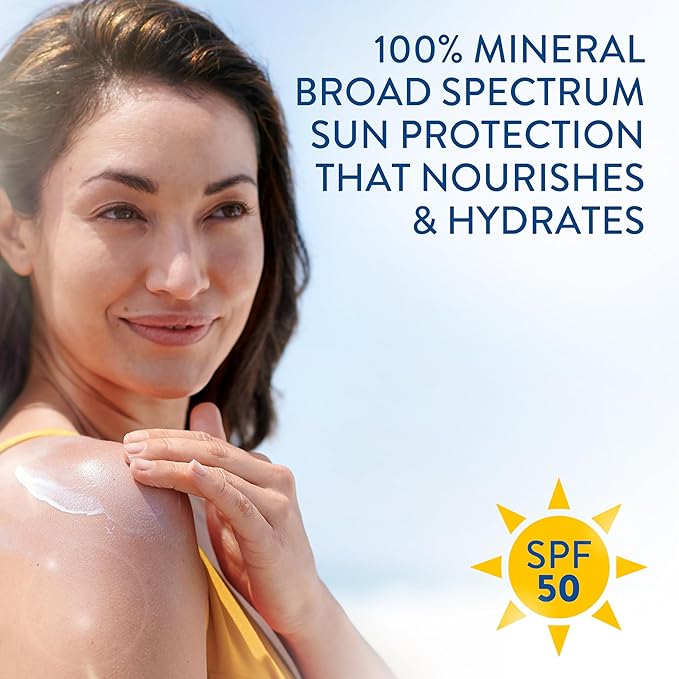 Cetaphil Sheer Mineral Sunscreen Lotion for Face & Body | 3 fl oz | 100% Mineral Sunscreen: Zinc Oxide & Titanium Dioxide | Broad Spectrum SPF 50 | For Sensitive Skin | Dermatologist Recommended Brand