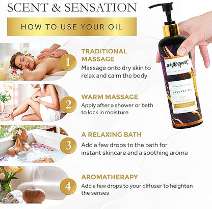 WHITESPIRIT Water Soluble Massage Oil - Large 11.83oz, Berry & Pomegranate Relaxing Aromatherapy, Warming Soothing Touch Plus Collagen