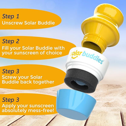 Solar Buddies Refillable Roll On Sponge Applicator For Kids, Adults, Families, Travel Size Holds 100ml Travel Friendly for Sunscreen, Suncream and Lotions (Blue)
