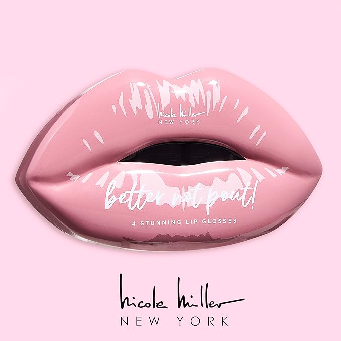 Nicole Miller Lip Gloss Collection, 4 Count (Pack of 1), Better Not Pout Nude