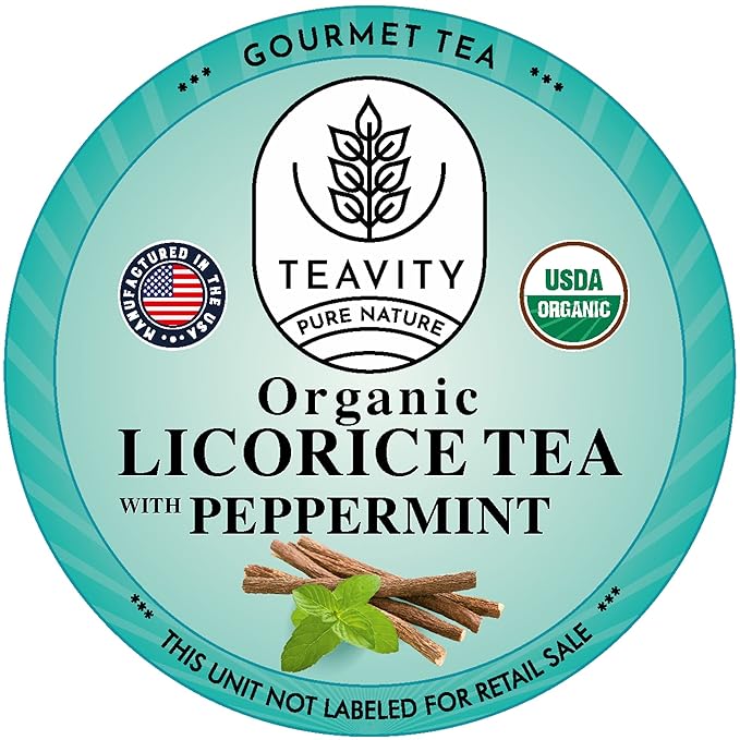 Organic Licorice Mint Tea Pods for Keurig - Natural Decaf Peppermint Tea by Teavity (36 Tea Pods)