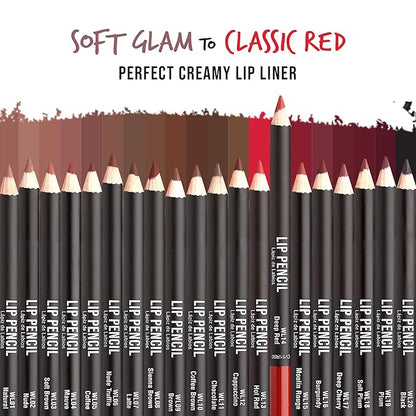KISS New York Professional Slim Lip Pencil, Creamy Soft Lip Liner, Smooth Long-Lasting Rich Lip Color, Natural Lip Makeup, Water-Resistant Lip Crayon (Deep Red)