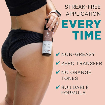 Self Tanner Tanning Mousse Kit - USA Made with Natural & Organic Ingredients, Self Tanner Mousse and Mitt, Self Tan Kit, Tanning Foam for Fake Tan, Ultra Dark Sunless Tanner, Self Tanners Best Sellers
