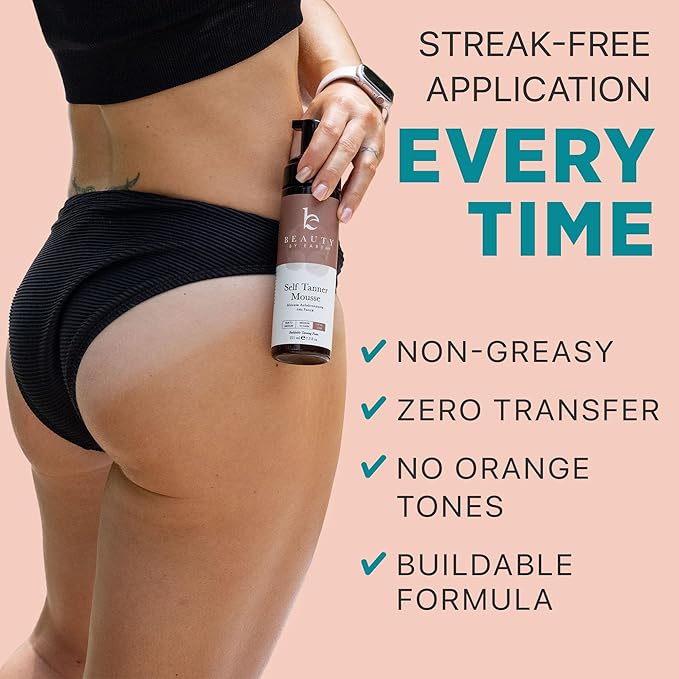 Self Tanner Tanning Mousse Kit - USA Made with Natural & Organic Ingredients, Self Tanner Mousse and Mitt, Self Tan Kit, Tanning Foam for Fake Tan, Ultra Dark Sunless Tanner, Self Tanners Best Sellers