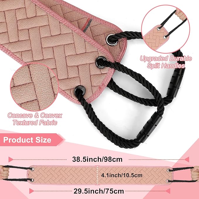 Exfoliating Back Scrubber with Upgraded Handles, 38.5 Inch Double-Sided Body Scrub Bath Exfoliator, Exfoliating Washcloth for Use in Shower, Back Washer to Deep Clean Your Skin for Men & Women (Pink)