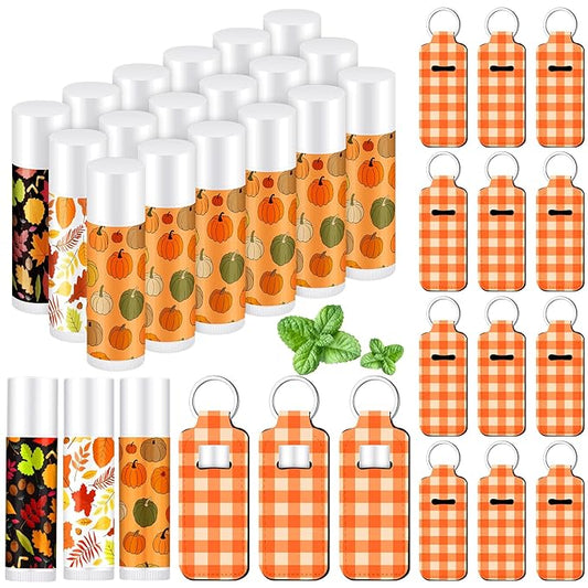 18 Sets Fall Pumpkin Lip Balm Bulk and Lip