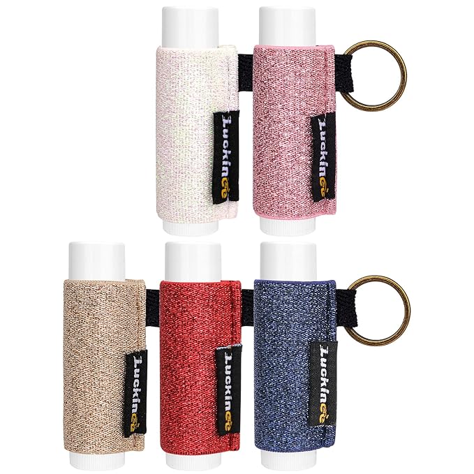 5PCS Lip Balm Holder Keychain Shinny Chapstick Holder Gloss