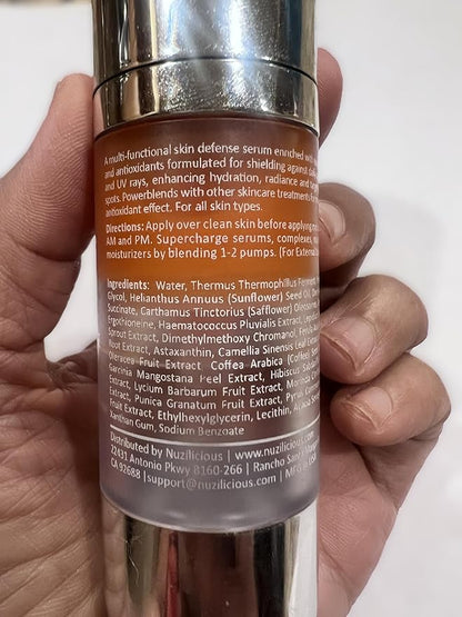 Professional Grade Advanced Skin Defense Serum with Superfruits & Antioxidants – Hydrates, Enhances Radiance & Protects Skin, Vegan & Cruelty-Free, 1 oz