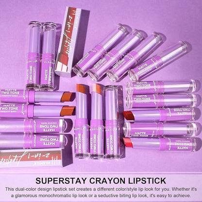 4Pcs Bitten Lips Lipstick Set, Shiny Nude Matte Long