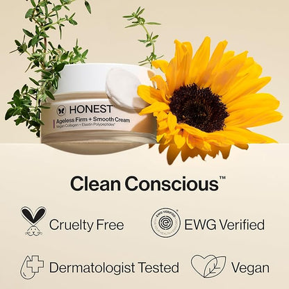 Honest Beauty Ageless Firm and Smooth Cream | Powered by Vegan Collagen and Elastin Polypeptides | Firmer, Smoother Looking Skin | Fragrance Free, EWG Verified, Vegan, Cruelty-Free | 1.7 fl oz