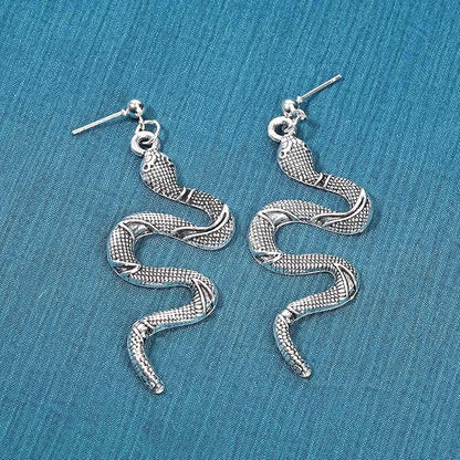 Punk Snake Earrings Silver Snake Dangle Earrings Serpent