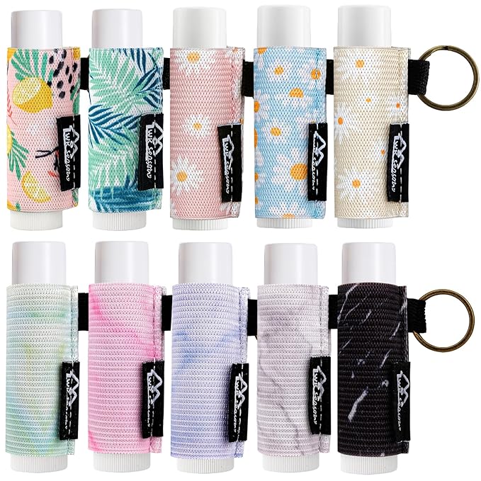 WK IEASON 10PCS Lip Balm Holder Keychain Bulk Gloss