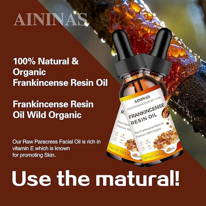 AININAS Organic Frankincense Resin Facial Oil - Reduces Fine Lines & Wrinkles, Soothes & Repairs Skin, Deep Hydration for Face & Body - 2 Fl Oz - Natural Anti-Aging Serum for Women & Men