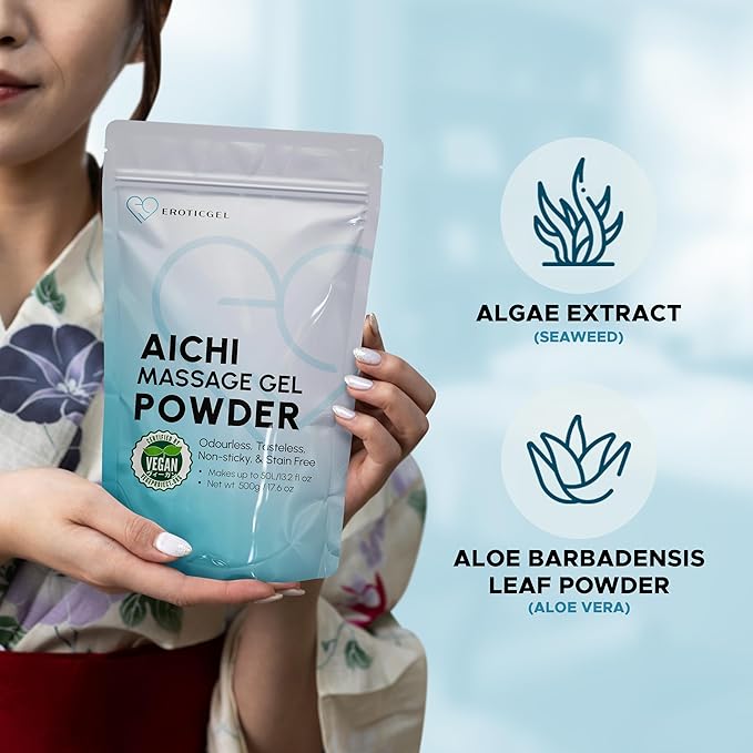 Japanese Nuru Massage Gel Powder 500g | Formulated with Natural Aloe Vera & Seaweed | Made in Japan | Paraben, & Glycerine Free | Fragrance-Free | Makes 13.2 gal/ 50L | Vegan