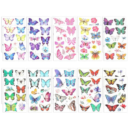 20 Sheets/198pcs Butterfly Temporary Tattoos, Butterfly Face Stickers Party Favors