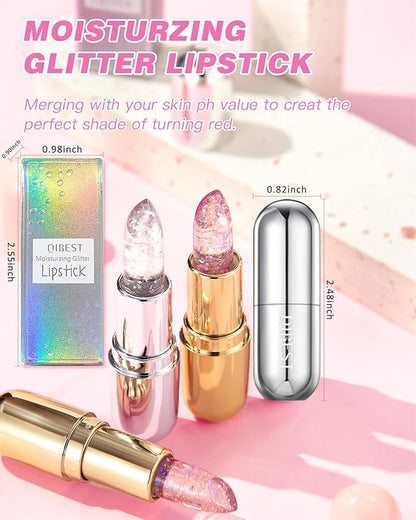 Glitter Balm Long Lasting PH Lipstick, Jelly Color Glitter