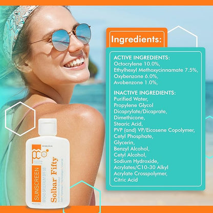 Person & Covey SPF 50 Sunscreen Face & Body Sun Cream - Solbar Fifty Body & Face Sunscreen SPF 50 Broad Spectrum Sunscreen - Water-Resistant Sun Cream, Sun Screen Protector for Face & Body - 4 Fl. Oz.
