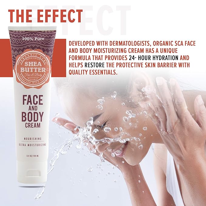 Shea Butter Moisturizing Face and Body Cream – Anti Aging, Non-Greasy Rejuvenating Lotion for Nourishing, Hydrating Dry Skin- (3.4 oz/100 ml)