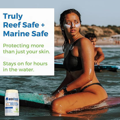Waxhead Coral Reef Safe Sunscreen Stick - Zinc Oxide Sunscreen, Tattoo Sunscreen Stick Mineral Sunscreen Face Sunscreen Stick, Baby Sunscreen Stick, Sunblock Stick, Biodegradable Sunscreen