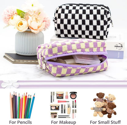 Pazimiik checkered makeup bag for