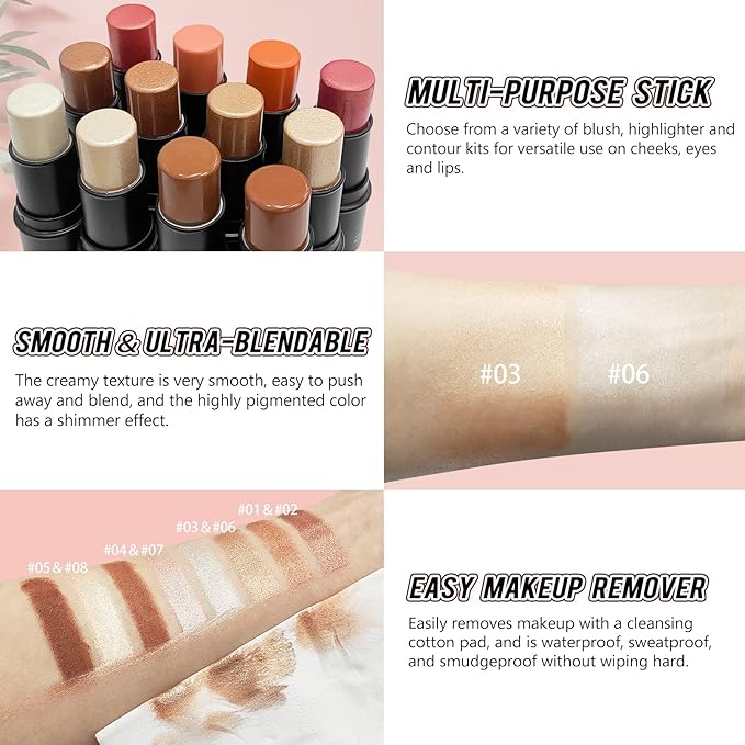 2 Pcs Cream Contour Stick Makeup Kit, Cream