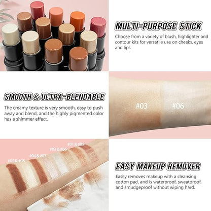 2 Pcs Cream Contour Stick Makeup Kit, Cream