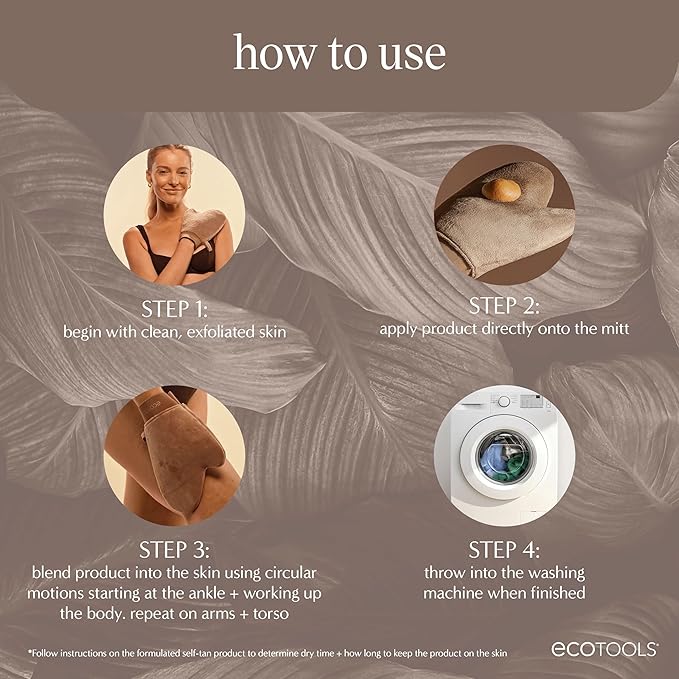 EcoTools Good Tan Full-Body Tanning Mitt, For Self-Tan Application, Use Self Tanning Mitt With Tanning Mousse, Lotions, & Tanning Waters, Eco Friendly Self Tan Mitt, Vegan, & Cruelty-Free, 1 Count