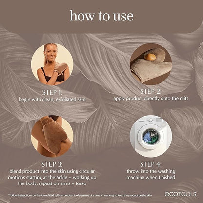 EcoTools Good Tan Full-Body Tanning Mitt, For Self-Tan Application, Use Self Tanning Mitt With Tanning Mousse, Lotions, & Tanning Waters, Eco Friendly Self Tan Mitt, Vegan, & Cruelty-Free, 1 Count