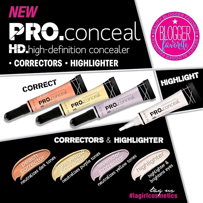 L.A. Girl Pro Conceal HD Concealer, Lavender Corrector, 0.28 Ounce