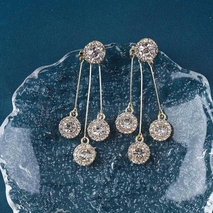 Vintage Crystal Chandelier Drop Earrings Rhinestone Ball Dangle