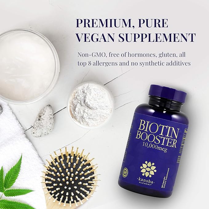 Biotin 10,000 mcg Hair Growth Booster Vitamins for Longer, Stronger, Healthier Hair & Nail, 90 Caps (3-Month Supply)