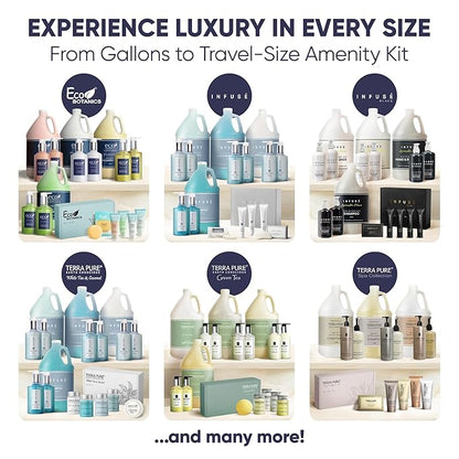 Desert Breeze Amenity Kit | Boxed Hotel Toiletries Bulk Set | 1 oz Shampoo, Conditioner, Lotion, Body Wash & Body Bar Soap | 15 Sets per Case