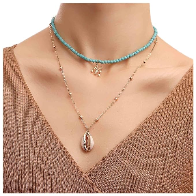 Bohemia Turquoise Beaded Choker Necklace Layered