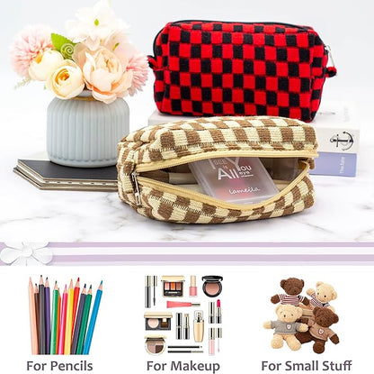 Pazimiik checkered makeup bag for
