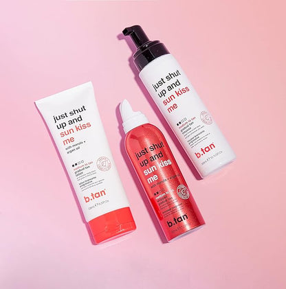 b.tan Medium Gradual Self Tanning Lotion | Just Shut Up and Sun Kiss Me Everyday Glow Lotion - Develop a Bronzed Glow, Infused With Marula + Argan Oil, Vegan, Cruelty & Paraben Free, 236ml