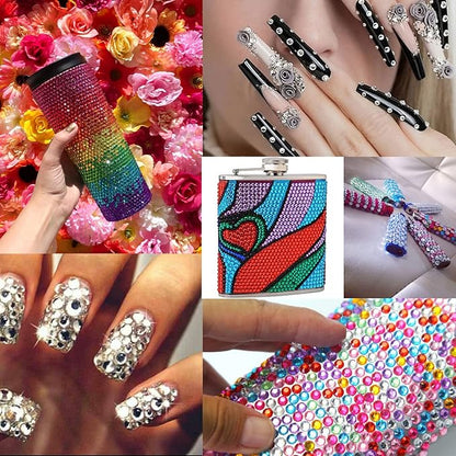 Flat Back Rhinestone Kits Colorful Rhinestones+Transparent White Gems