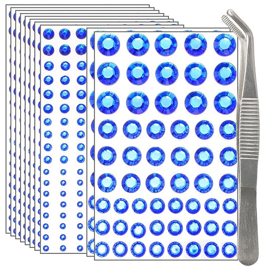 NIACONN Deep Blue Face Jewels Gems Stick on, Deep Blue