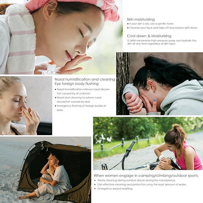 2 in 1 USB Electric Nano Mister, 0.06 MM Nanometer High Pressure Face Mister, Humidifier for Face, 170 Grams Nasal Cleansing Machine, Wound Cleaning Mist Sprayer, Feminine Care Mini Mister