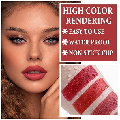 AWCCXMYM Peel Off Lip Stain Lip Tint Matte Lipstick Nude Lip Gloss Long Lasting Waterproof Up To 24 Hours Non Stick Cup Non Fade Liquid Lipstick Lip Tint Stain Makeup 02#