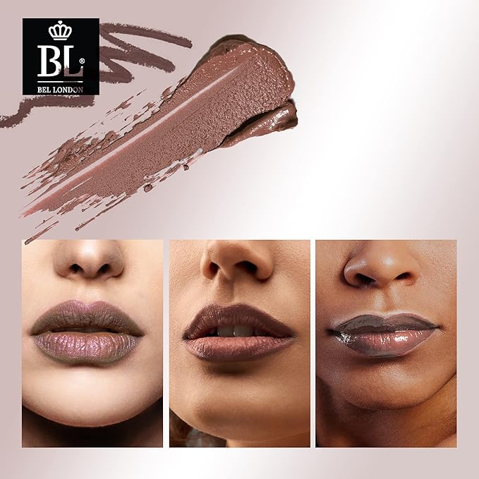 BL Color Matched Lip Liner & Lipstick Set (Nude) - Full-Coverage Argan Long Lasting Lipstick and Lip Liner Set With Natural Oils for Nourishment, Hydration, & Protection - Chemical-Free
