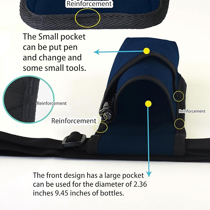 Professional Massage Therapist Holster with Adjustable Belt, Massage Bottle Bag, Massage Lotion Holster,Dark Blue(XJ-1KD)